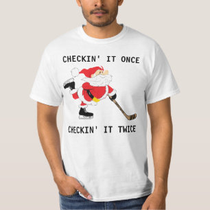 Hockey Kerstman Schaatsen Kerstmis Even Controlere T-shirt