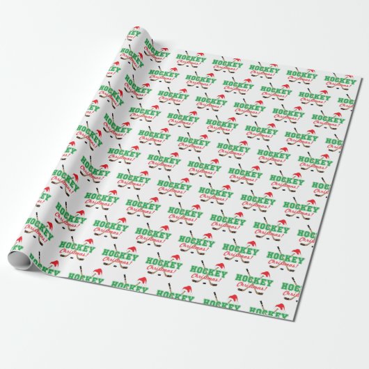 Hockey Kerstmis Hockey Sticks Santa Hat Cadeaupapier (Uitgerold)