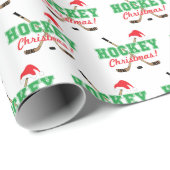 Hockey Kerstmis Hockey Sticks Santa Hat Cadeaupapier (Rol Hoek)