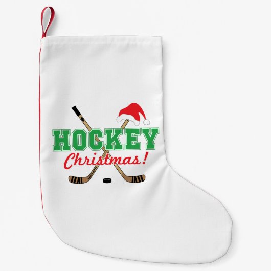 Hockey Kerstmis Hockey Sticks Santa Hat Kleine Kerstsok (Voorkant)