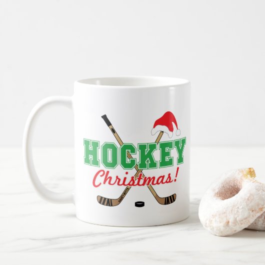 Hockey Kerstmis Hockey Sticks Santa Hat Koffiemok (Met donut)