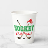 Hockey Kerstmis Hockey Sticks Santa Hat Papieren Bekers (Achterkant)