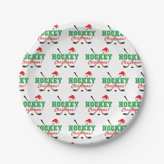 Hockey Kerstmis Hockey Sticks Santa Hat Papieren Bordje (Voorkant)