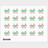 Hockey Kerstmis Hockey Sticks Santa Hat Ronde Sticker (Vel)