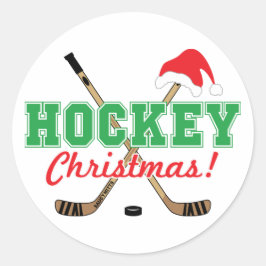 Hockey Kerstmis Hockey Sticks Santa Hat Ronde Sticker
