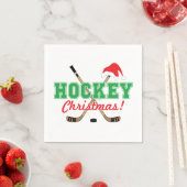Hockey Kerstmis Hockey Sticks Santa Hat Servet (Insitu)