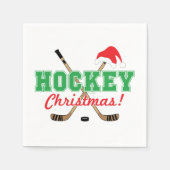 Hockey Kerstmis Hockey Sticks Santa Hat Servet (Voorkant)
