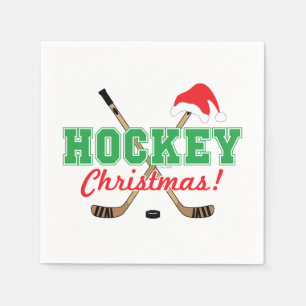 Hockey Kerstmis Hockey Sticks Santa Hat Servet