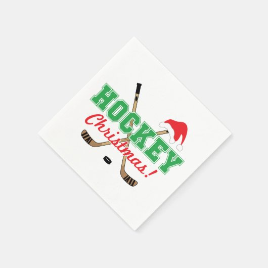 Hockey Kerstmis Hockey Sticks Santa Hat Servet (Hoek)