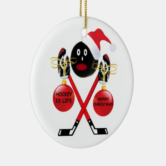Hockey Kerstmis Keramisch Ornament (Rechts)