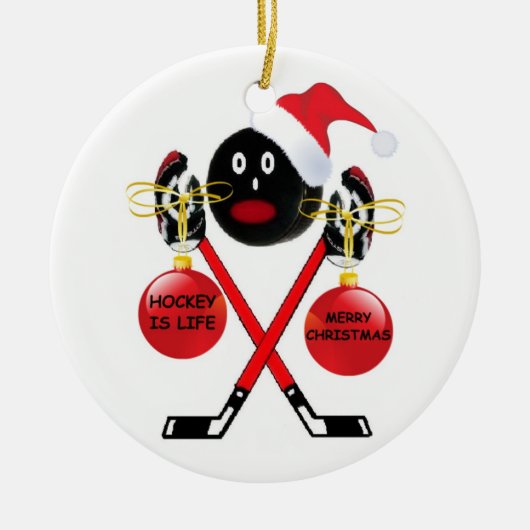 Hockey Kerstmis Keramisch Ornament (Voorkant)