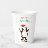 Hockey-kerstpinguïn Papieren Bekers (Achterkant)
