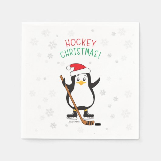 Hockey-kerstpinguïn Servet (Voorkant)