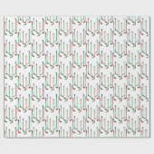 Hockey kerstrood en groene ockey sticks cadeaupapier (Vlak)