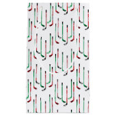 Hockey kerstrood en groene ockey sticks klein cadeauzakje (Voorkant)