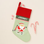 Hockey Kerstsok<br><div class="desc">Creatieve hockey thema kerstkous met Santa met een hockey stick en puck. Om tekst te personaliseren en te bewerken om een naam toe te voegen.</div>