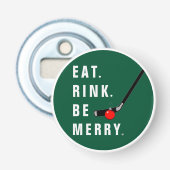 Hockey-kerststooksstudenten Button Flesopener (Voorkant)