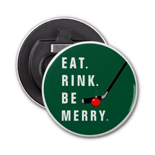 Hockey-kerststooksstudenten Button Flesopener (Voorkant)