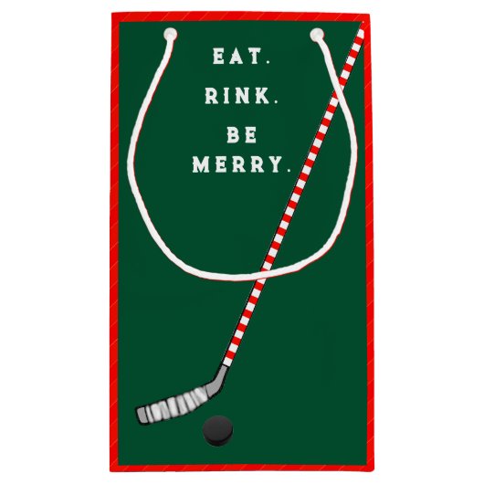 Hockey Kerstvakantie Kleine Gift Bag Klein Cadeauzakje (Achterkant)