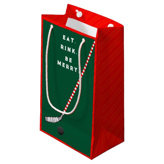 Hockey Kerstvakantie Kleine Gift Bag Klein Cadeauzakje (Voorkant Gekanteld)