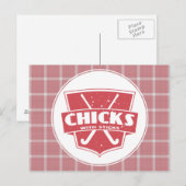 Hockey-kippen in het veld met sticks na Kaart (Voorkant / Achterkant)