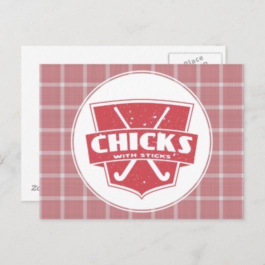 Hockey-kippen in het veld met sticks na Kaart (Voorkant / Achterkant)