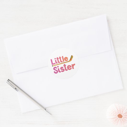 Hockey kleine zuster ronde sticker (Envelop)
