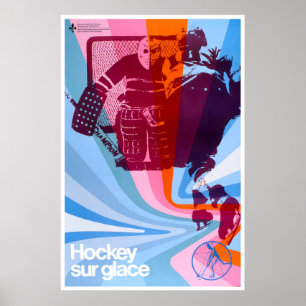 Hockey Kunst Ski Reizen Skiën Poster Sport Retro