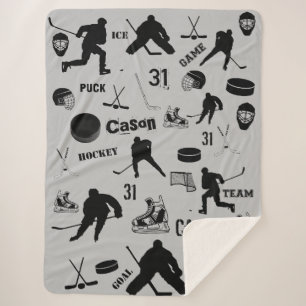 HOCKEY Large Sherpa Blanket Personalized Deken