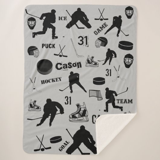 HOCKEY Large Sherpa Blanket Personalized Sherpa Deken (Voorkant)
