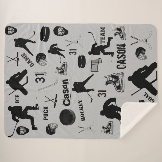 HOCKEY Large Sherpa Blanket Personalized Sherpa Deken (Voorkant (horizontaal))