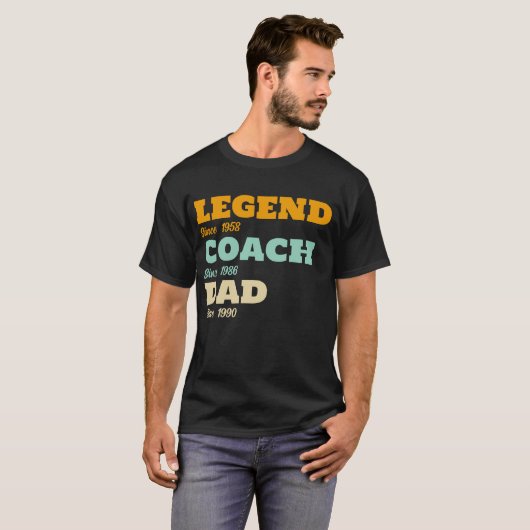 Hockey Legend Coach Dad - Aangepaste data T-shirt (Voorkant volledig)