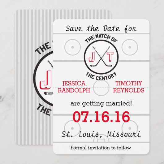 Hockey Liefde Bewaar de Datum Save The Date (Voorkant / Achterkant)