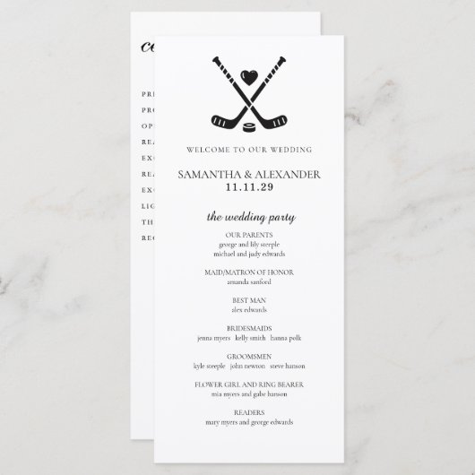 Hockey Liefde Ceremonie Programma (Voorkant / Achterkant)