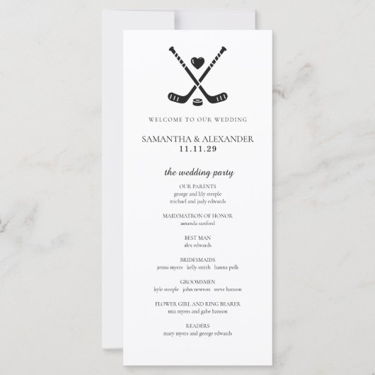 Hockey Liefde Ceremonie Programma (Voorkant)