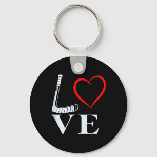 Hockey Liefde Hart Grafiek Voor IJshockey Fans Sleutelhanger
