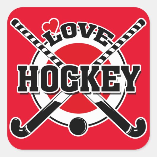 Hockey - Love Hockey Vierkante Sticker (Voorkant)