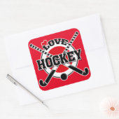 Hockey - Love Hockey Vierkante Sticker (Envelop)