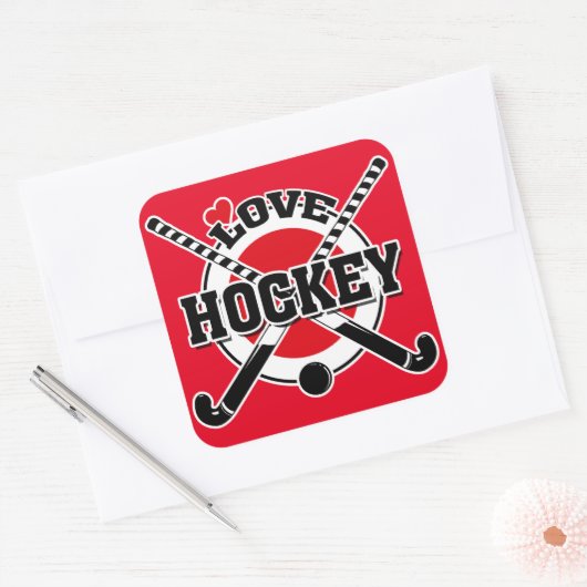 Hockey - Love Hockey Vierkante Sticker (Envelop)