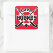 Hockey - Love Hockey Vierkante Sticker (Tas)