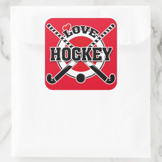 Hockey - Love Hockey Vierkante Sticker (Tas)