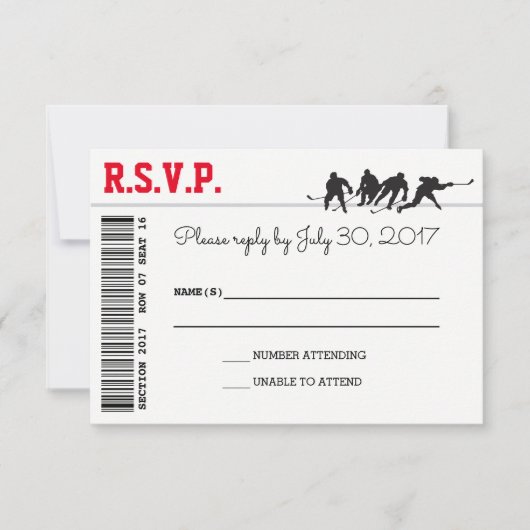 Hockey Love RSVP-kaarten RSVP Kaartje (Voorkant)