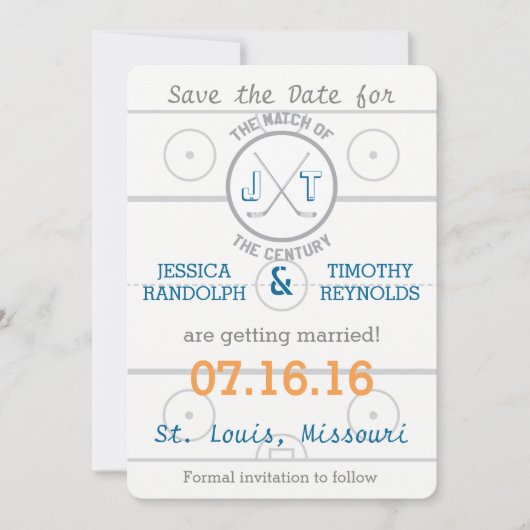 Hockey Love Save the Date Kaart (Voorkant)