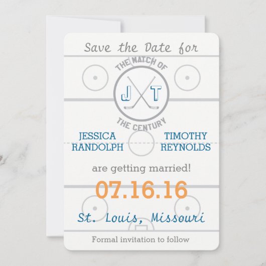 Hockey Love Save the Date Kaart (Voorkant)