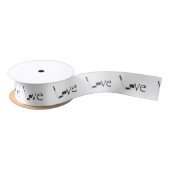 Hockey Love Stick en Puck Black Word Art Satijnen Lint (Spoel)