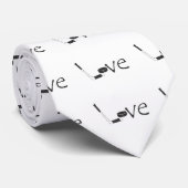 Hockey Love Stick en Puck Word Art Black Text Stropdas (Opgerold)