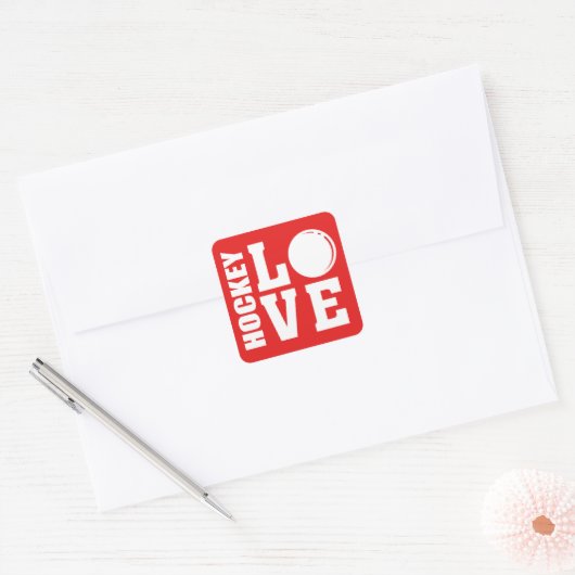 Hockey Love Vierkante Sticker (Envelop)