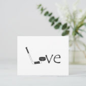 Hockey Love Word Art met Stick en Puck Briefkaart (Staand voorkant)