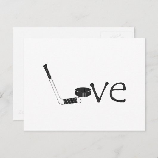 Hockey Love Word Art met Stick en Puck Briefkaart (Voorkant / Achterkant)