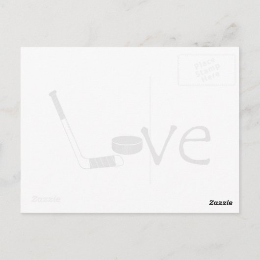Hockey Love Word Art met Stick en Puck Briefkaart (Achterkant)